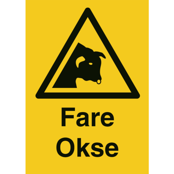 Fare for okse - Fareskilt ISO 7010 W034