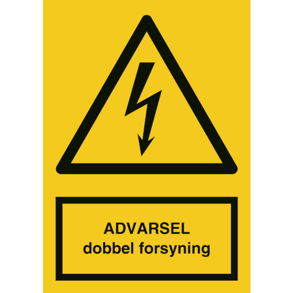 Advarsel dobbel forsyning - Fareskilt ISO 7010 W012