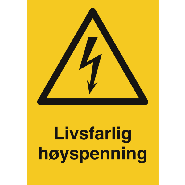Fareskilt - Livsfarlig høyspenning - ISO 7010 W012
