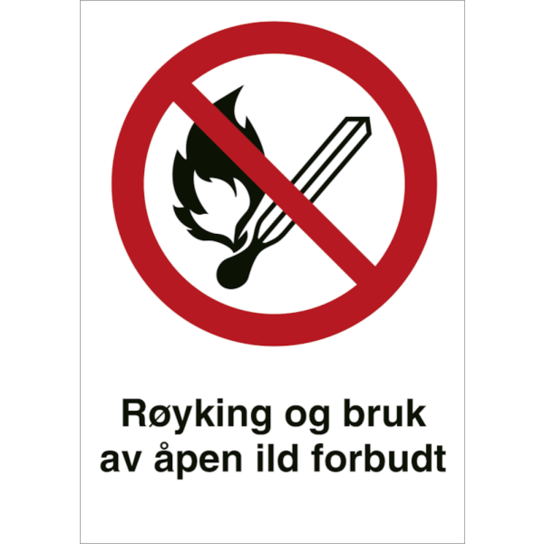 Røyking og bruk av åpen ild forbudt - Forbudsskilt ISO 7010 P003
