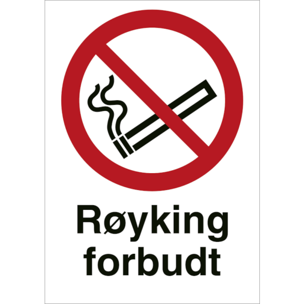 Røyking forbudt - Forbudsskilt ISO 7010 P002