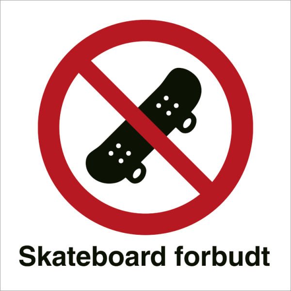 Skateboard forbudt - Refleks alu-sandwichplate - 330 x 330 mm