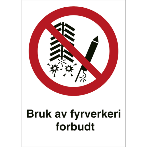 Bruk av fyrverkeri forbudt - Forbudsskilt ISO 7010 P040