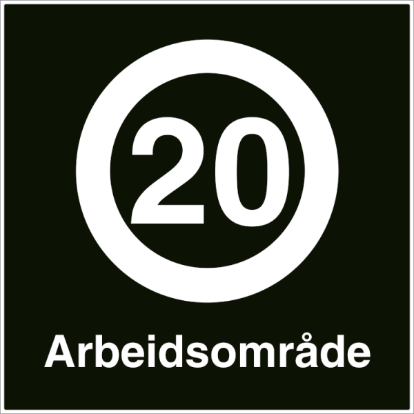 Arbeidsområde 20 km/t - Refleks alu-sandwichplate - 500 x 500 mm