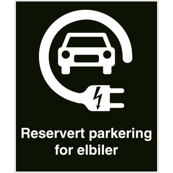 Reservert parkering for elbil - Refleks alu-sandwichplate - 500 x 600 mm
