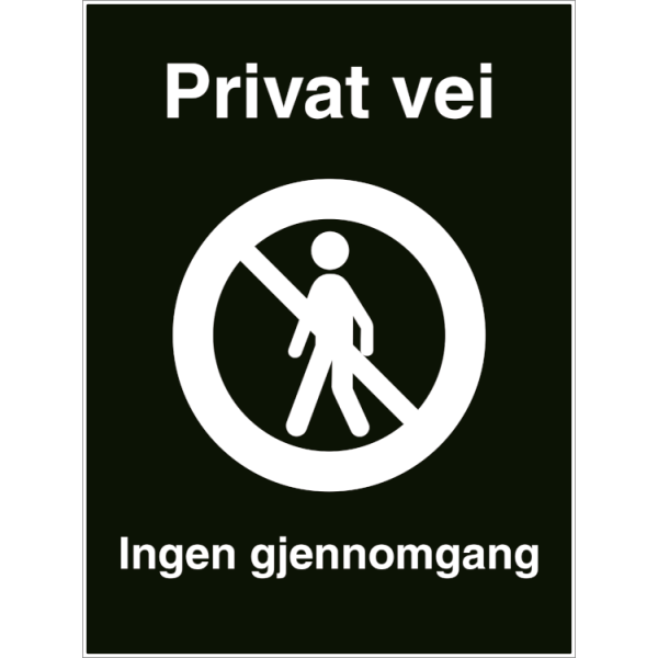 Privat vei Ingen gjennomgang - Refleks alu-sandwichplate - 800 x 600 mm