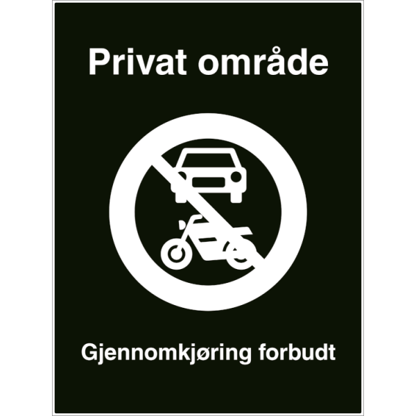 Privat område Gjennomkjøring forbudt - Refleks alu-sandwichplate - 800 x 600 mm