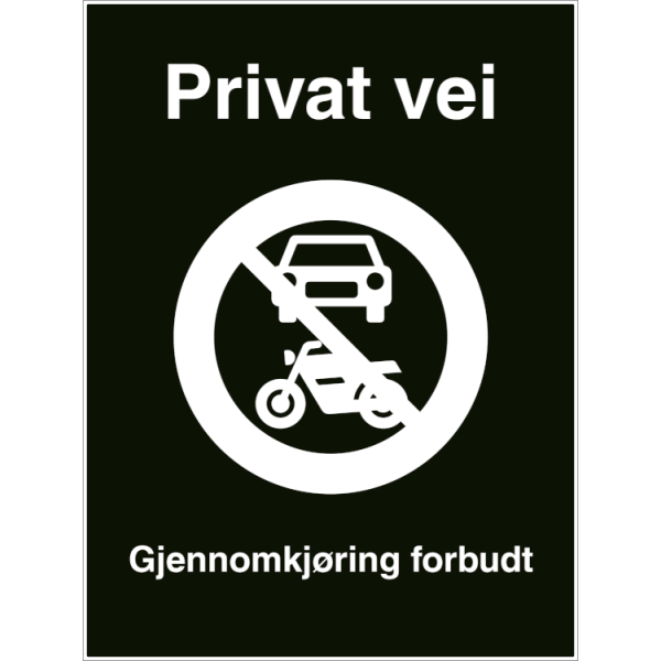 Privat vei Gjennomkjøring forbudt - Refleks alu-sandwichplate - 800 x 600 mm