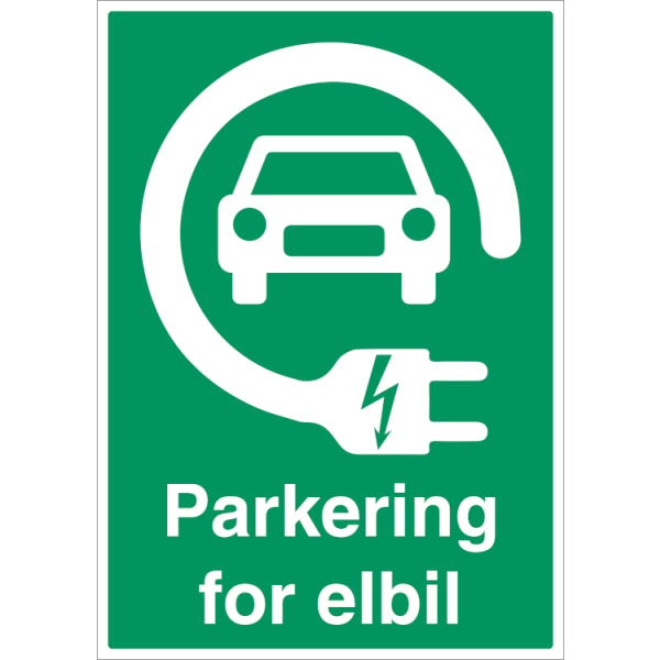 Parkering for elbil - Refleks alu-sandwichplate - 297 x 210 mm