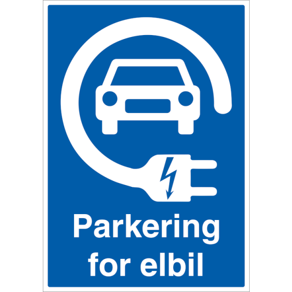 Parkering for elbil - Refleks alu-sandwichplate - 297 x 210 mm
