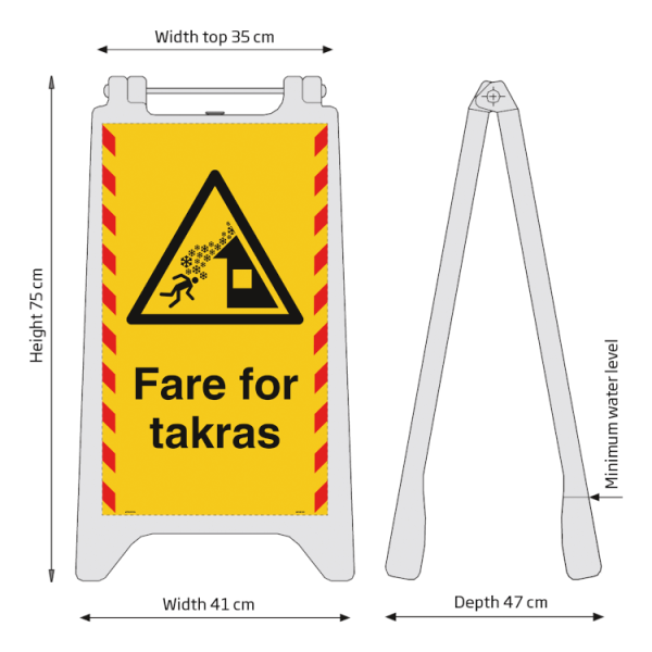 Fare for takras frittstående utendørsskilt – reflekterende plast 750 x 410 mm