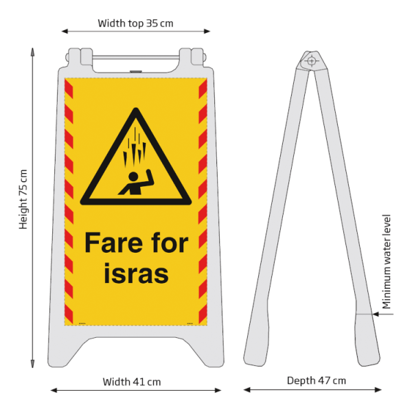 Fare for isras frittstående utendørsskilt – reflekterende plast 750 x 410 mm