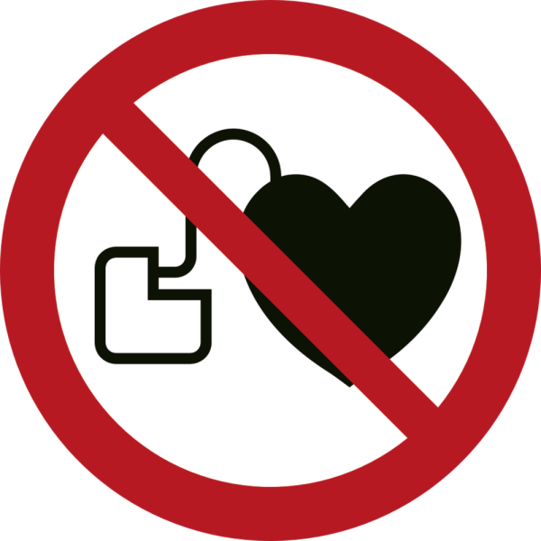 Forbudt for personer med pacemaker - Forbudsskilt ISO 7010 P007