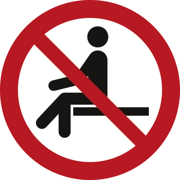 Sitting forbudt - Forbudsskilt ISO 7010 P018