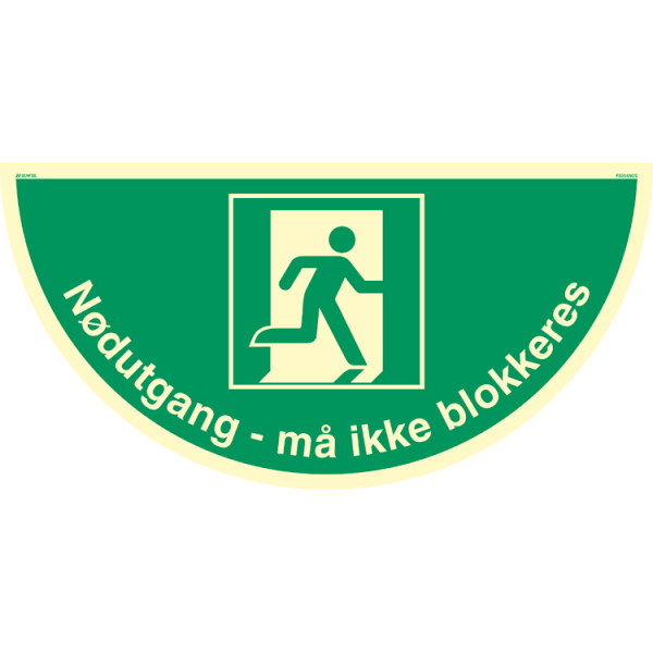Nødutgang - må ikke blokkeres - Etterlysende Gulvskilt - ISO 7010