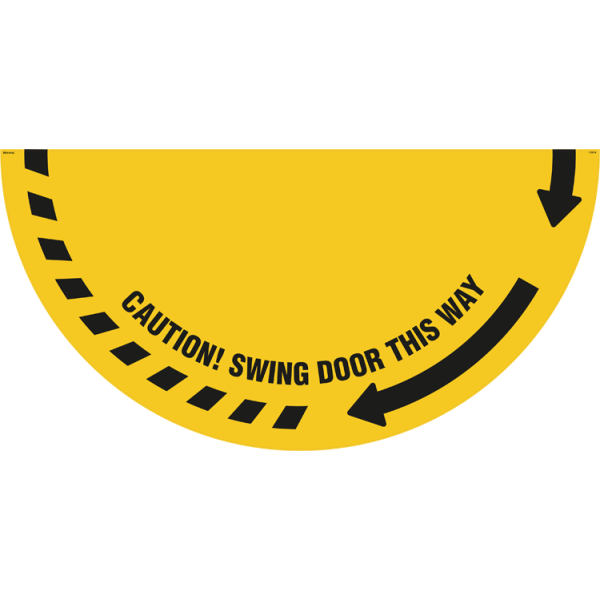 Caution! Swing door this way - Gulvskilt, Ø1800 mm