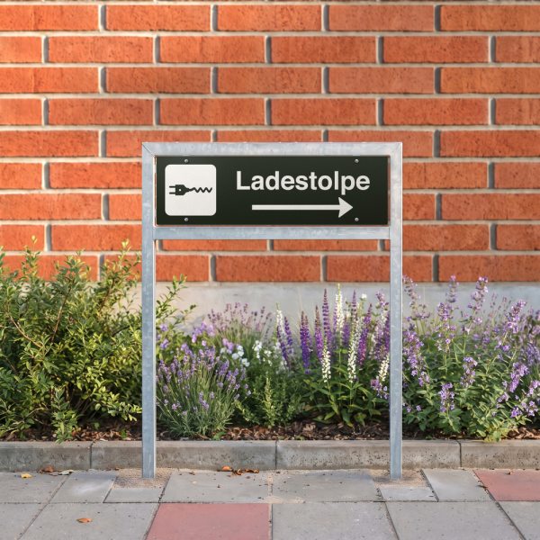 Ladestolpe - svart henvisningsskilt med høyrepil, 150 x 500 mm 3 mm alu-sandwich