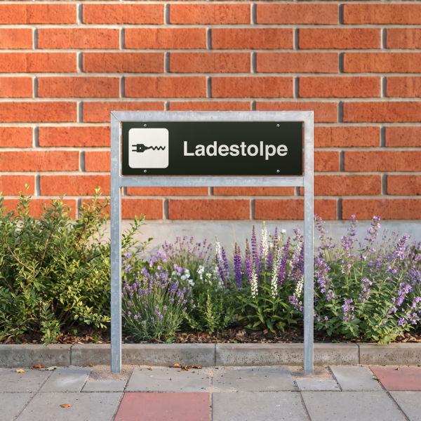 Ladestolpe - svart henvisningsskilt uten pil, 150 x 500 mm 3 mm alu-sandwich
