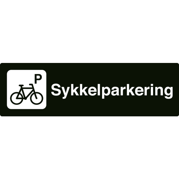 Sykkelparkering - svart henvisningsskilt uten pil, 150 x 500 mm 3 mm alu-sandwich