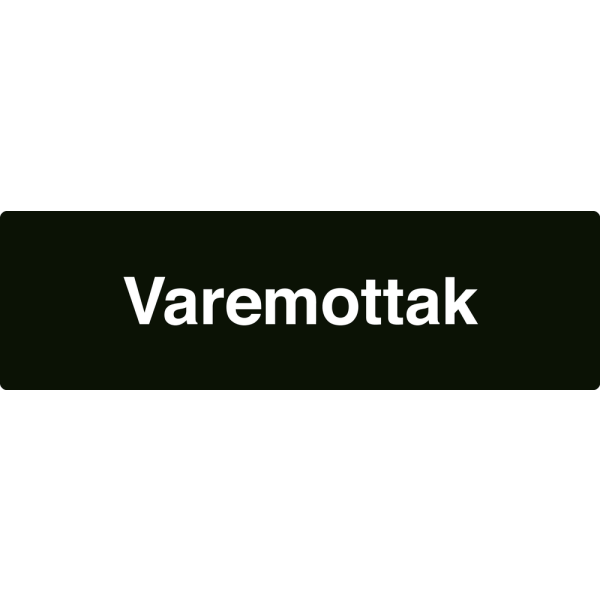 Varemottak - svart henvisningsskilt uten pil, 150 x 500 mm 3 mm alu-sandwich
