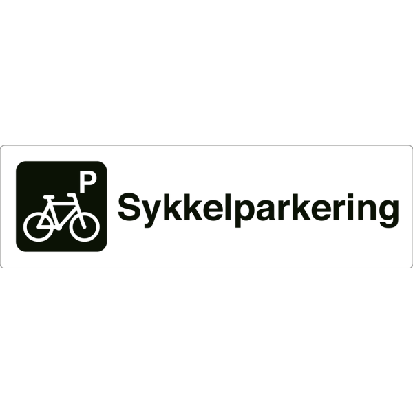 Sykkelparkering - hvit henvisningsskilt uten pil, 150 x 500 mm 3 mm alu-sandwich