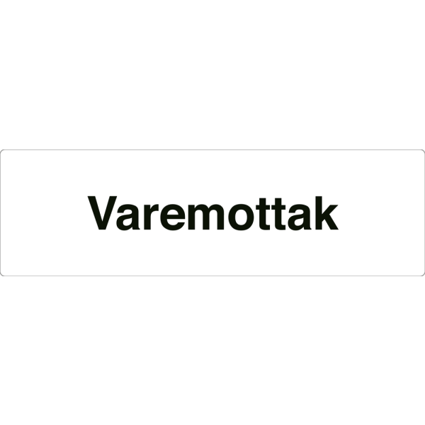 Varemottak - hvit henvisningsskilt uten pil, 150 x 500 mm 3 mm alu-sandwich
