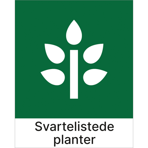 Kildesorteringsskilt Svartelistede planter