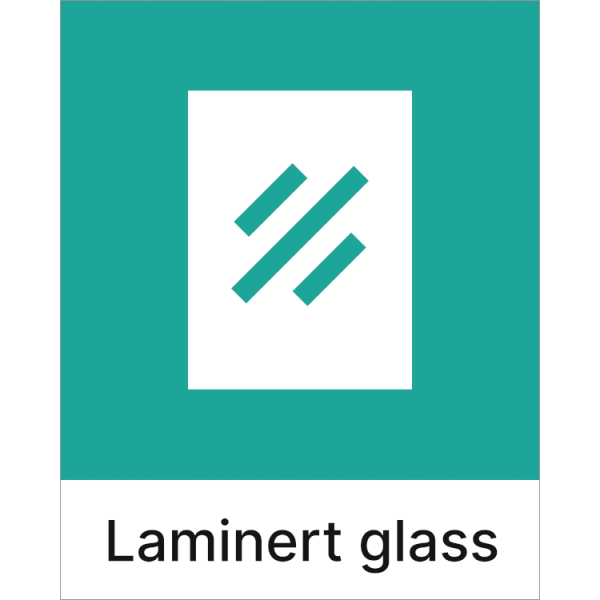Kildesorteringsskilt Laminert glass