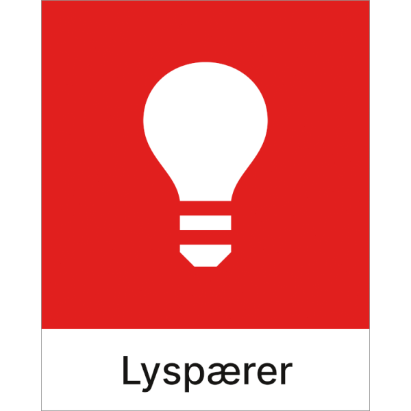 Kildesorteringsskilt Lyspærer