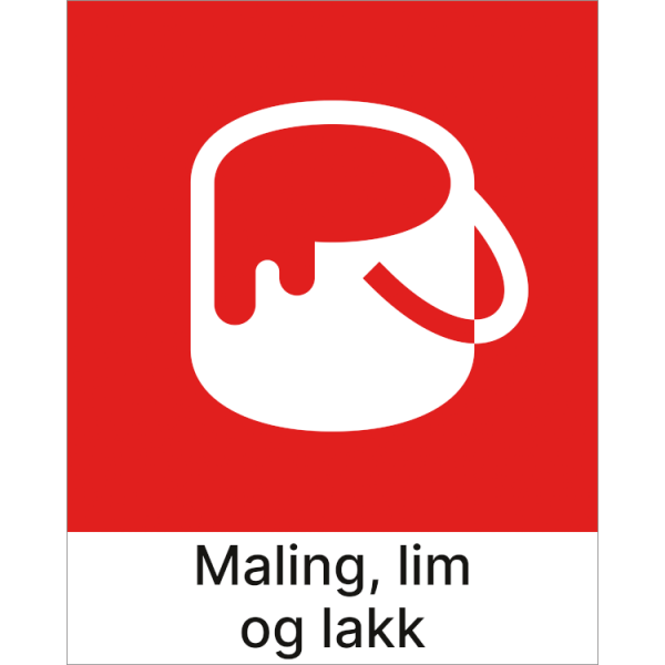 Kildesorteringsskilt Maling, lim og lakk