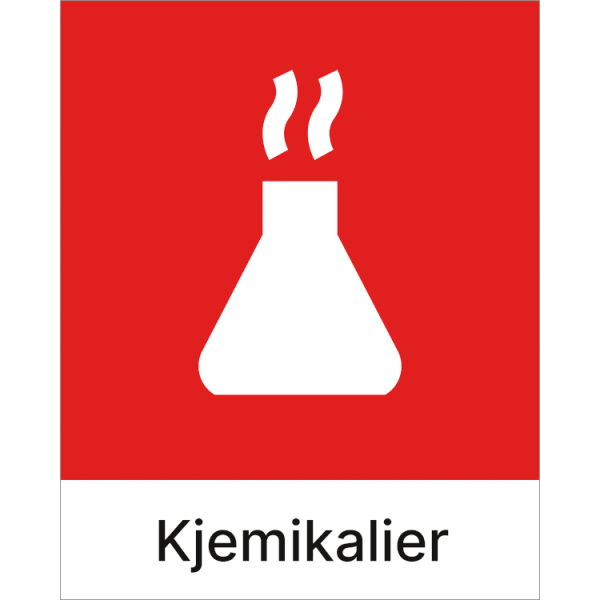 Kildesorteringsskilt Kjemikalier