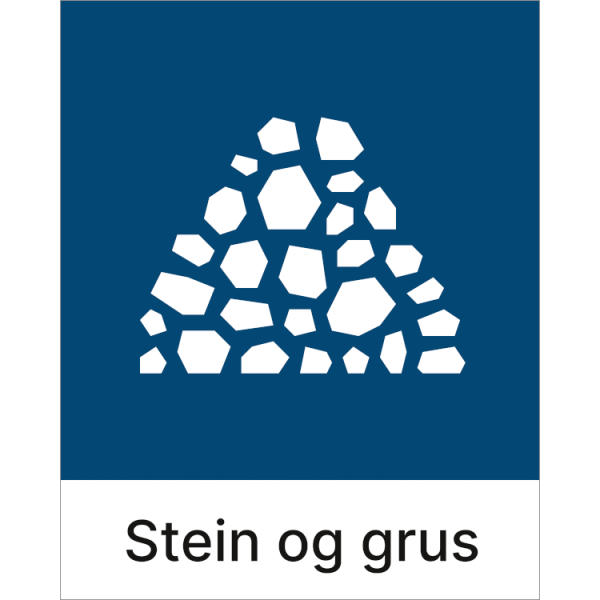 Kildesorteringsskilt Stein og grus