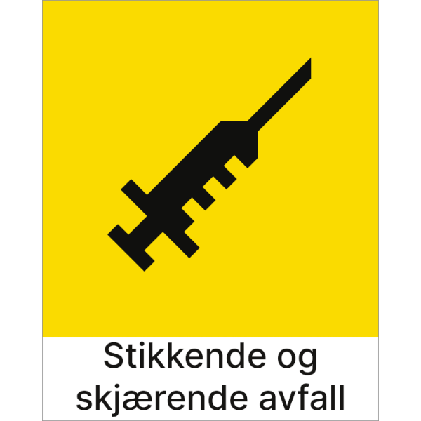 Kildesorteringsskilt Stikkende skjærende avfall