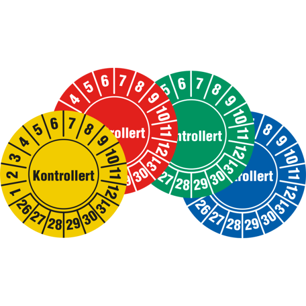 Kontrollert Kontrollmerker - Vinyl klistremerke - Ø 30 mm - flere farger
