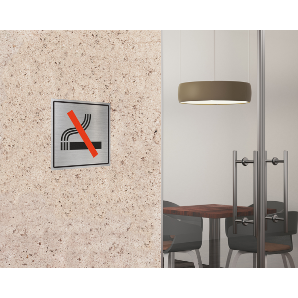 Røyking forbudt - 1 mm rustfri stål - 150 x 150 mm
